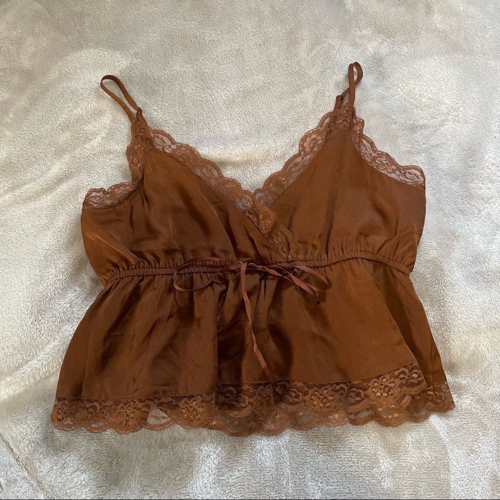 American Eagle Satin Lace Top